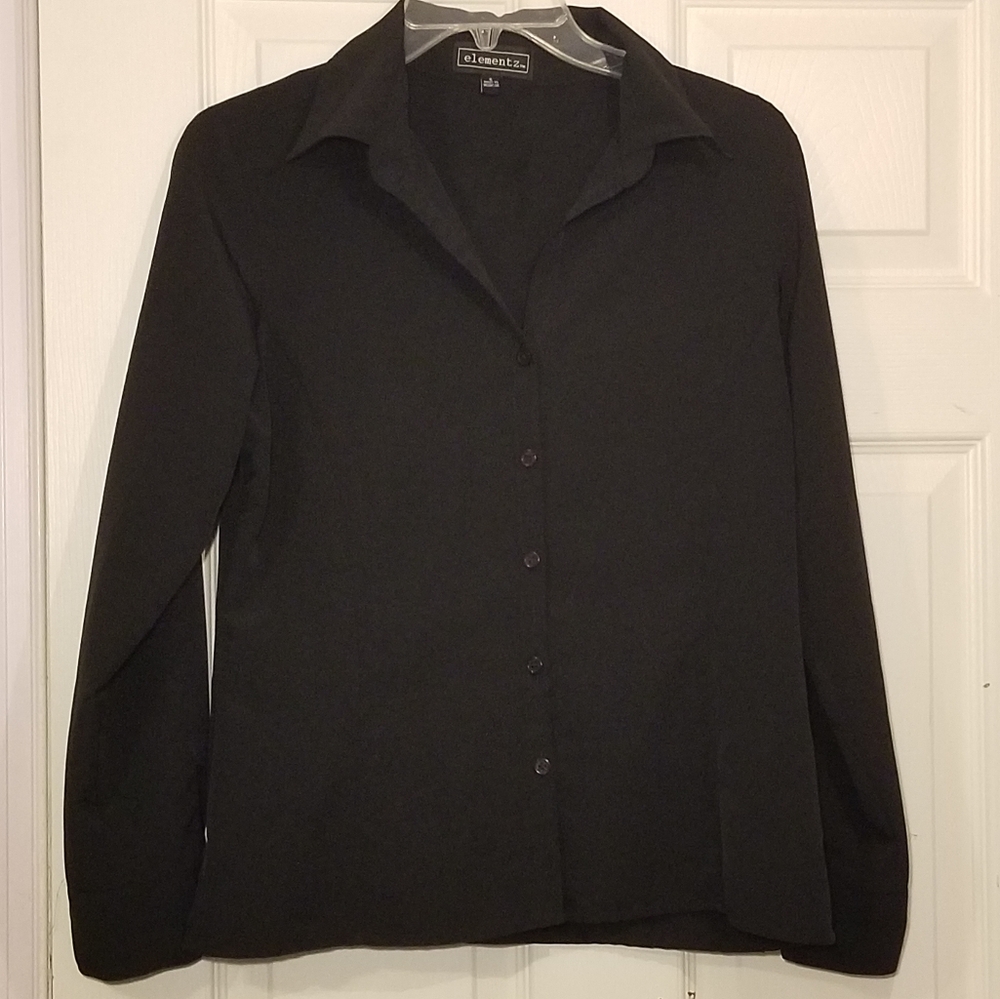 Elementz Black fitted button down dress shirt Blouse
